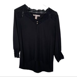 Forever 21 Black Lace Sleeve and Neck Blouse Size XS